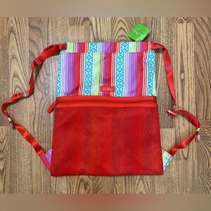 Colorful Striped Drawstring Backpack & FREE Large Tote Bag
